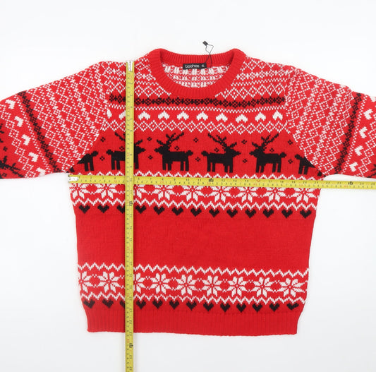 Mens UK Size XL Boohoo Red Pullover Jumper