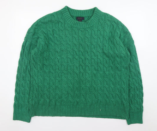 Back view of Rachel Roy Men's Green Cable-Knit Crew Neck Jumper XL