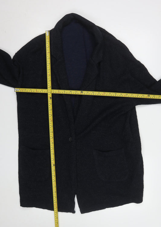 Next Women Black Large Long Sleeve Cardigan Knit Acrylic Blend