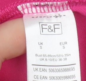 Womens UK Size S F&F Pink Pullover Sweatshirt
