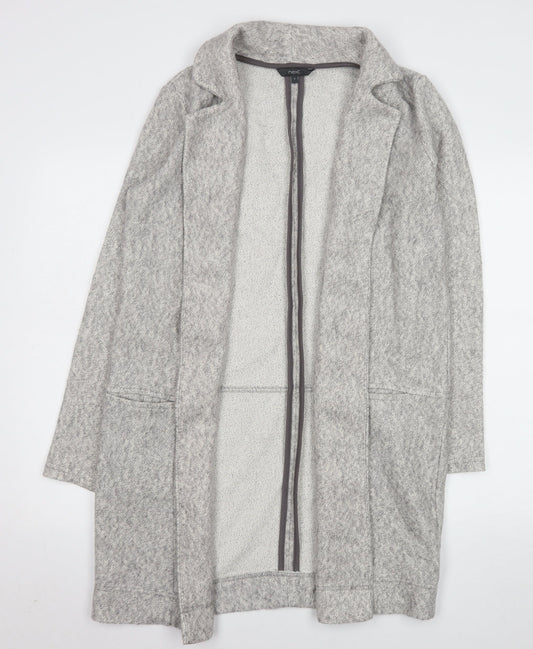 Next Womens Grey Cotton Blend Long Coatigan Size 8 Excellent