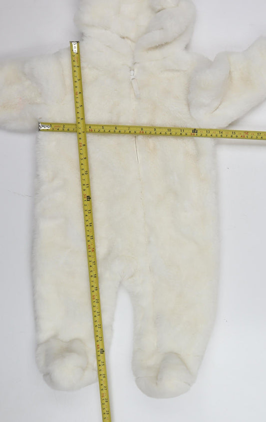 Marks and Spencer Unisex Baby Ivory Faux Fur Hooded Snowsuit 9-12 Months