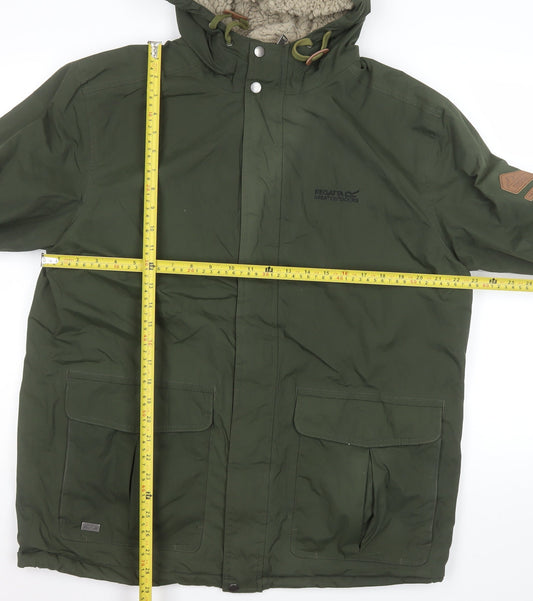 Regatta Mens Green Hooded Lined Parka Jacket Size L