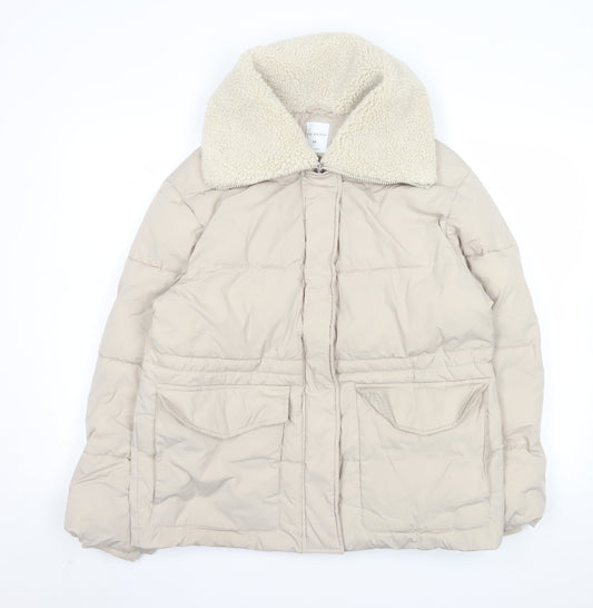 Womens UK Size XS Primark Beige Puffer Jacket