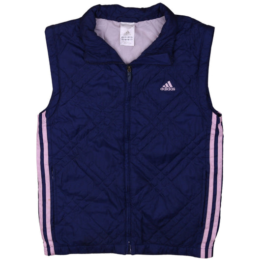 Additional front view of Adidas Women's Blue Quilted Full Zip Sports Waistcoat, size 12