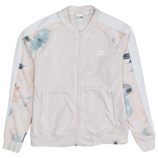 Additional front view of Puma women’s beige track jacket, size UK 12, full zip sports top