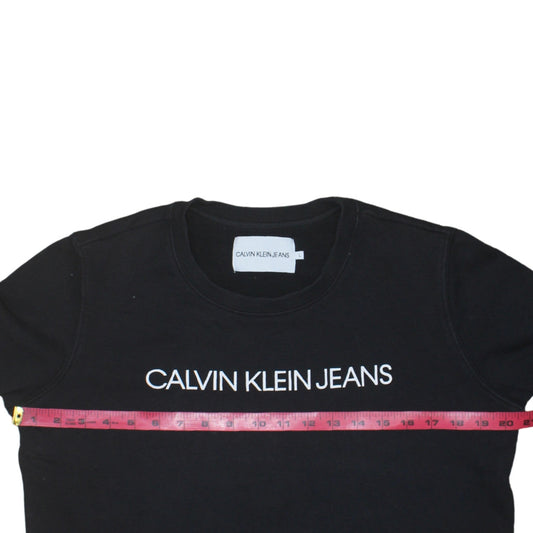 Womens UK Size L Calvin Klein Jeans Black Pullover Sweatshirt