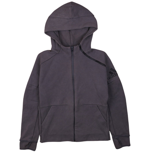 Additional front view of Adidas boys’ grey full zip hoodie 11-12 years regular fit hooded sweatshirt