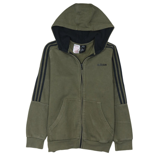 Additional front view of adidas boys’ green full zip hoodie 13-14 years fleece sports sweatshirt