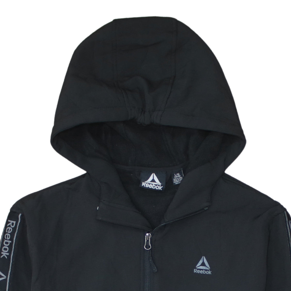 Additional view of Reebok boys’ black full zip hoodie 14-16 years sports logo hooded top