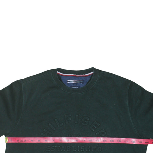 Mens UK Size S Tommy Hilfiger Green Pullover Sweatshirt