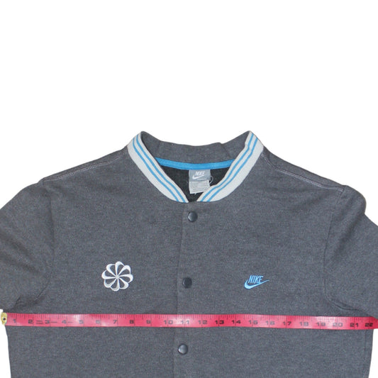 Nike Men's Grey Varsity Jacket Size M Cotton Blend Sportswear