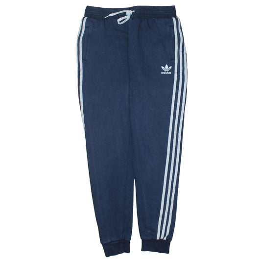 Additional front view of Adidas boys’ blue jogger trousers 15-16 years elastic waist side stripe