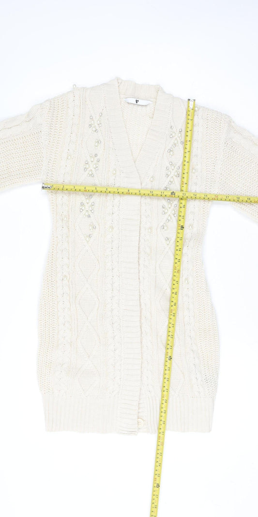 Womens UK Size 10 Very Ivory Cardigan Jumper