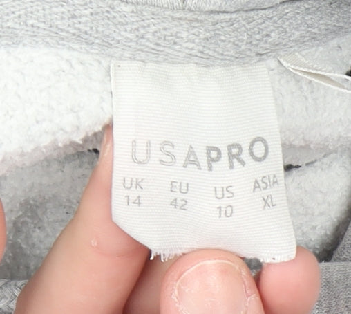 Womens UK Size 14 USA Pro Grey Pullover Hoodie
