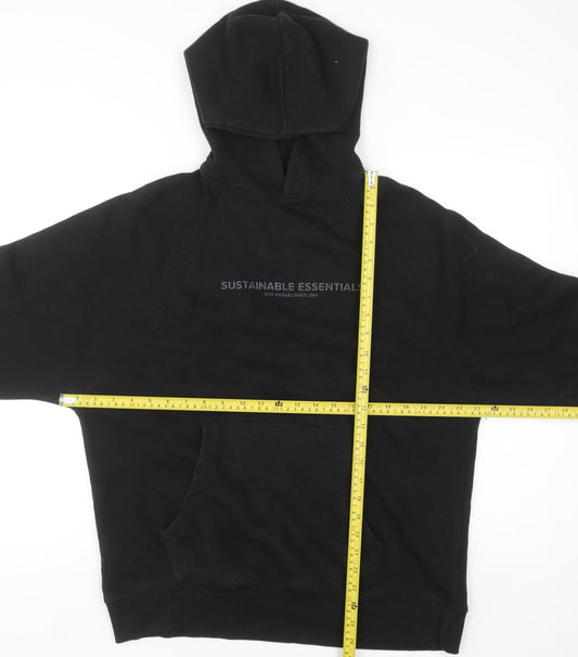 Mens UK Size S EKO Sustainable Essentials Black Pullover Hoodie