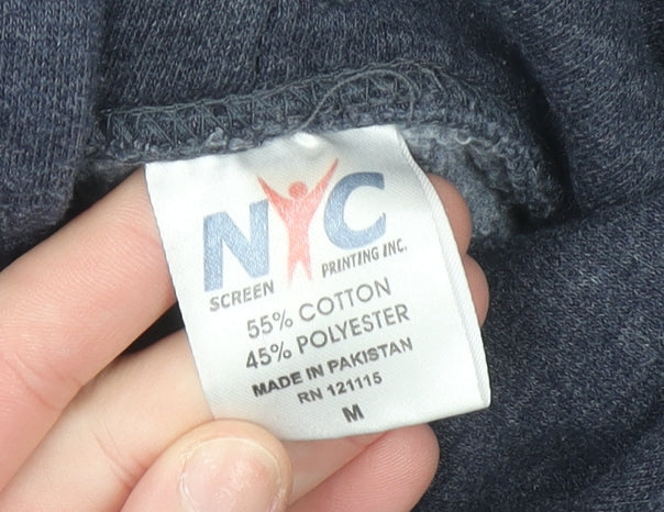Womens UK Size M NYC Screen Printing Inc Blue Pullover Hoodie