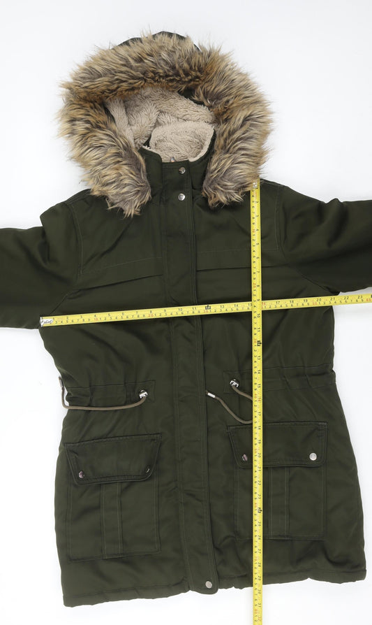 Womens UK Size 12 New Look Green Parka Coat