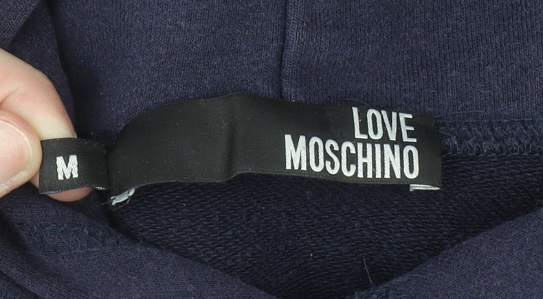 Womens UK Size M Love Moschino Blue Pullover Hoodie