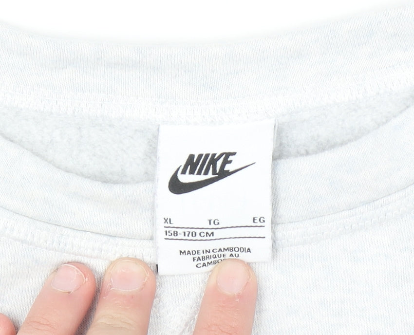 Additional view of Nike girls’ purple & grey xl pullover sweatshirt logo colourblock jumper