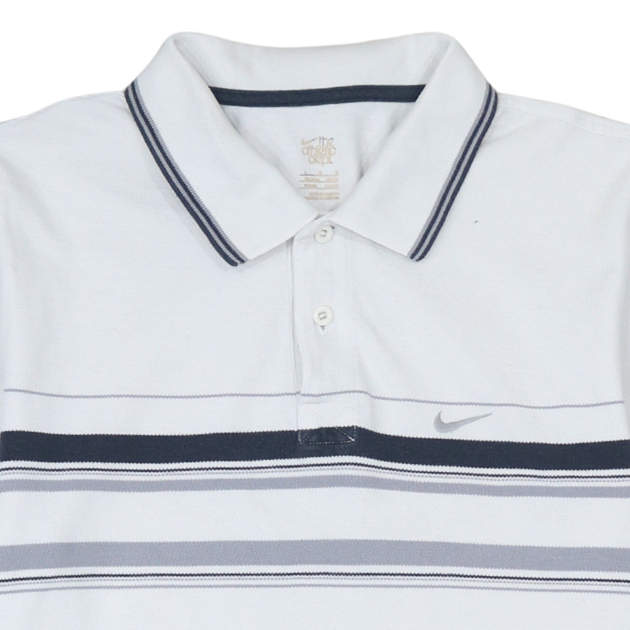 Nike Men's White Striped Polo Shirt Size M Short Sleeve Cotton