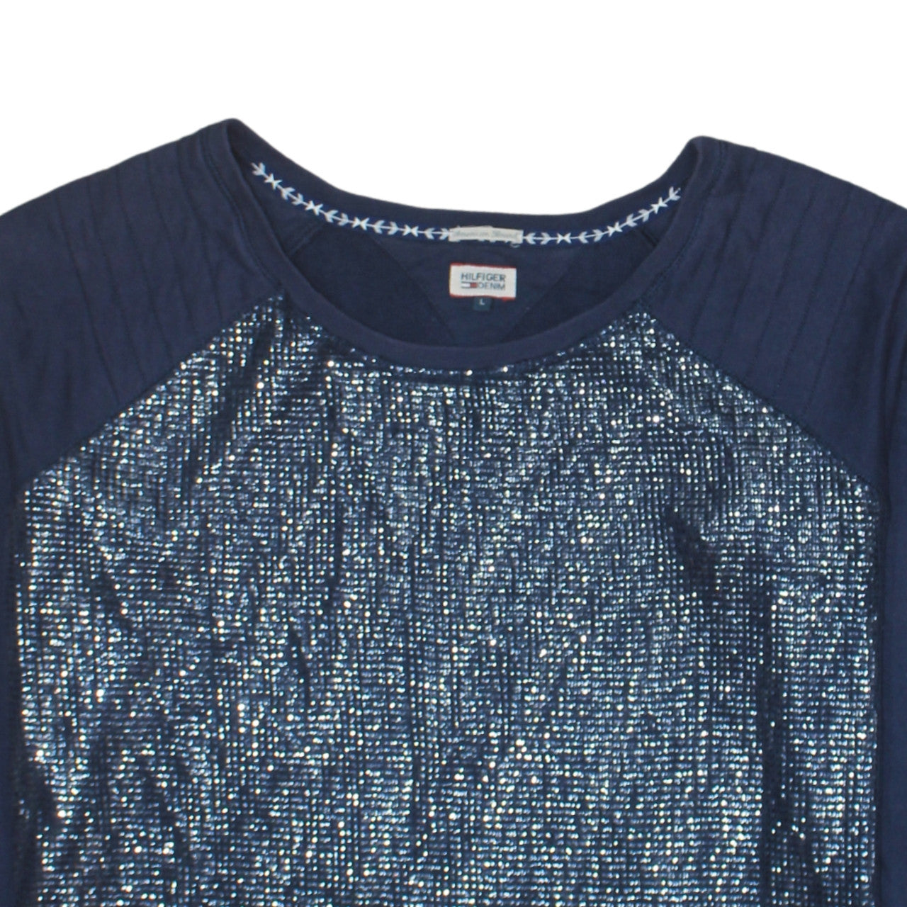Womens UK Size L Hilfiger Denim Blue Pullover Sweatshirt