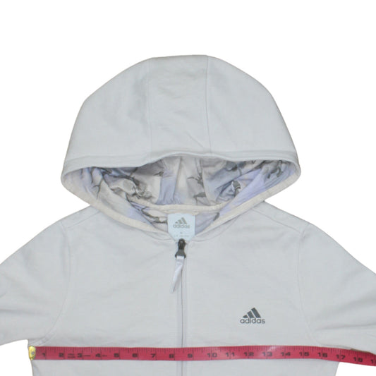 Girls UK Size M adidas White Full Zip Hoodie