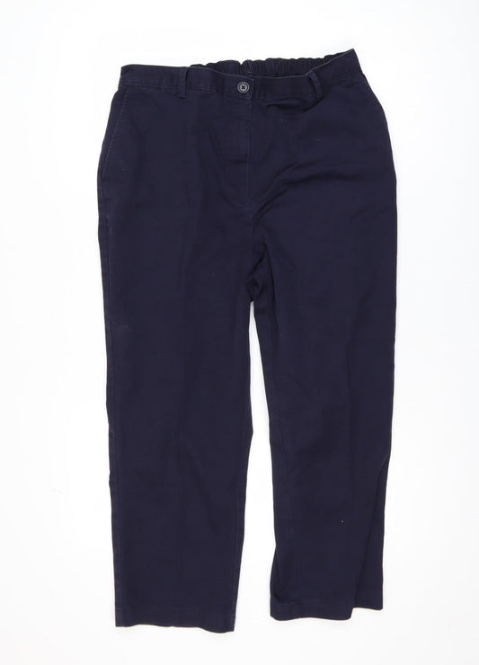 Womens UK Size 16 Lands' End Regular Fit Casual Workwear Travel Blue Trousers