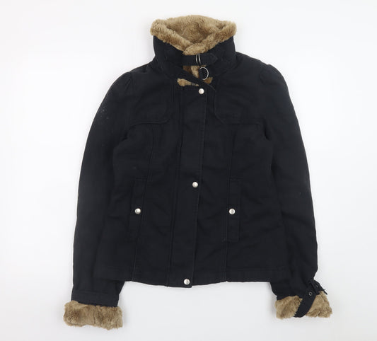 Womens UK Size 10 French Connection Black Parka Coat