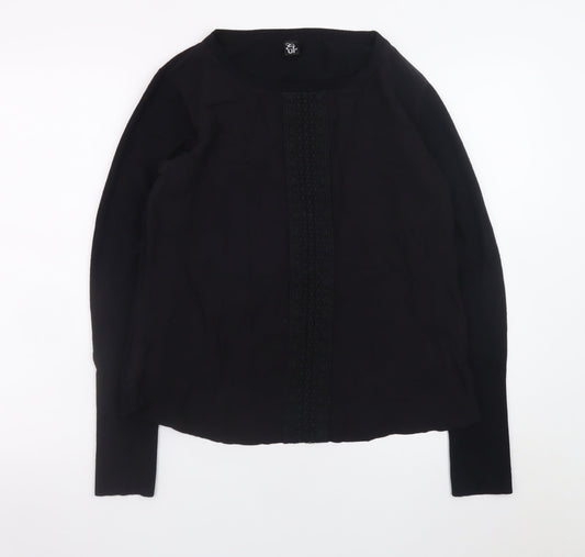 Et Vous Women's Black Long Sleeve Rayon Nylon Blouse M