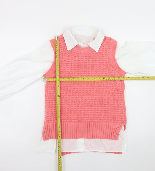 French Connection Womens Pink Cotton Knit Sleeveless Vest XS