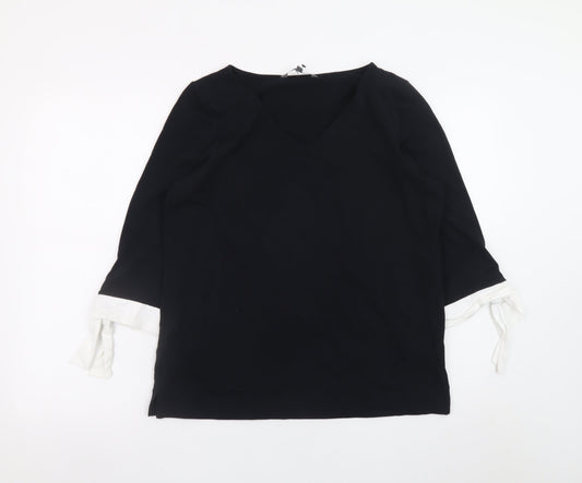 Laura Ashley Women’s Black Tunic Blouse Size 12 Bow Sleeve