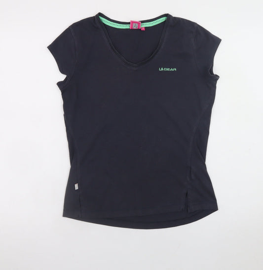 Womens UK Size 12 LA Gear Black Basic T-Shirt