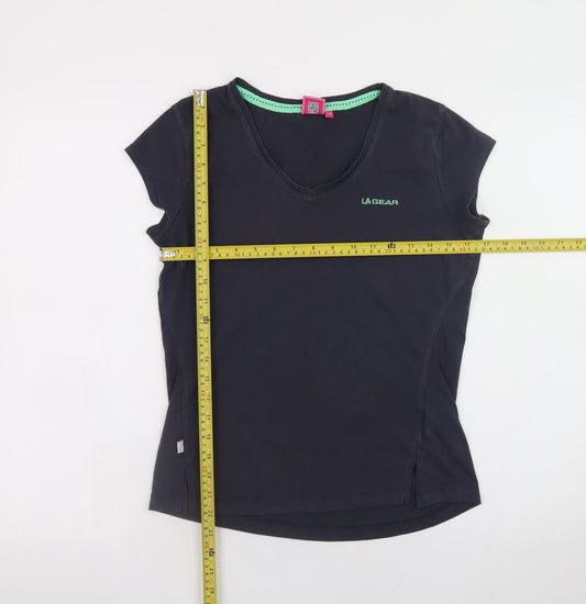 Womens UK Size 12 LA Gear Black Basic T-Shirt