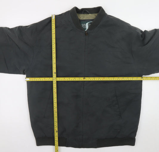 Savatini Men's Black Bomber Jacket Size M 38in Lined Full Zip Casual