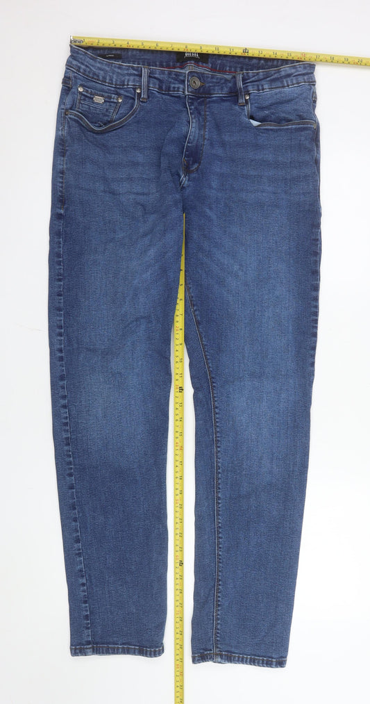 Diesel Mens Blue Regular Fit Straight Denim Jeans 34W 32L