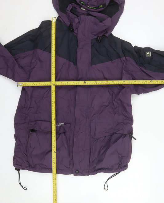 Jeantex Men Purple Black Hooded Waterproof Windbreaker Jacket Size 46/48