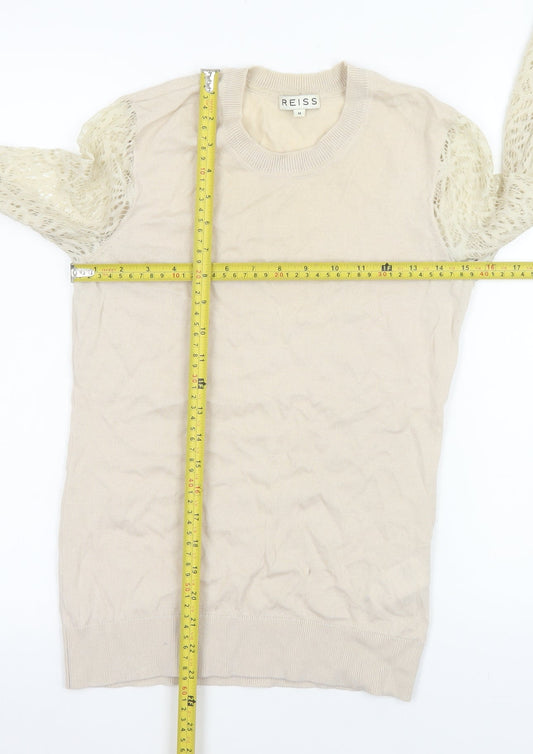 Womens UK Size M Reiss Beige Basic Blouse