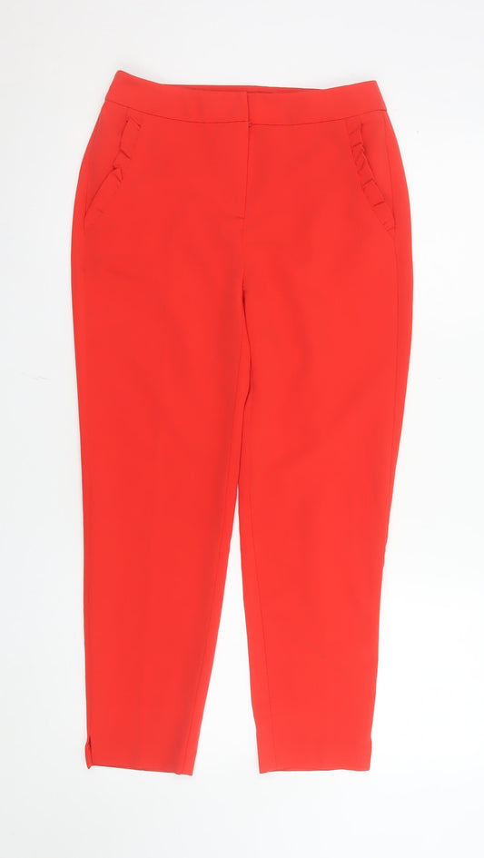 Womens UK Size 6 F&F Slim Fit Ankle Red Trousers
