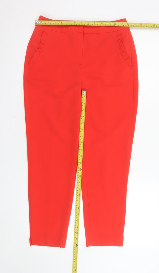 Womens UK Size 6 F&F Slim Fit Ankle Red Trousers