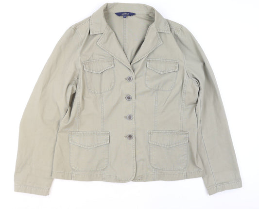 Additional front view of Casual Club Women Beige Cotton Blazer, size 16, Classic Work Jacket