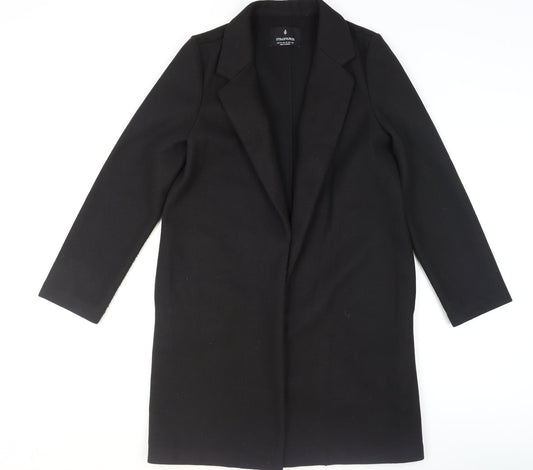 Womens UK Size 12 Stradivarius Black Overcoat