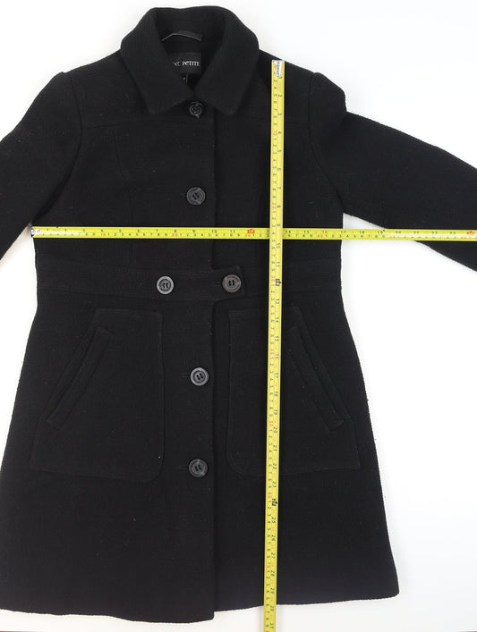 Next Petite Black Wool Blend Buttoned Long Coat Size 10P