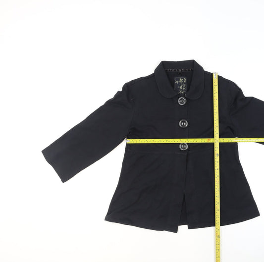 Next Women's Black Cotton Button-Up Short Jacket Size 10