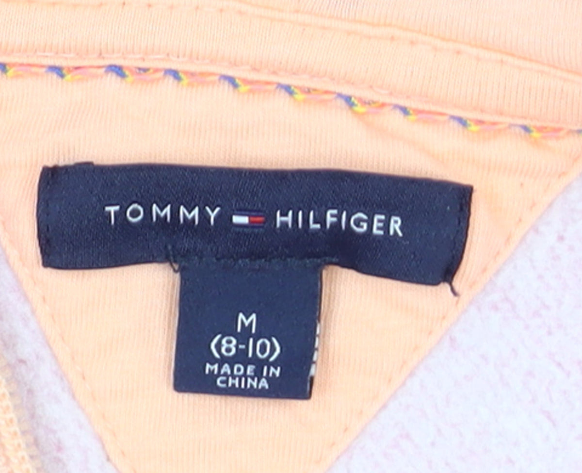 Additional view of Tommy Hilfiger girls’ pink full zip hoodie, size 8-10, years cotton blend