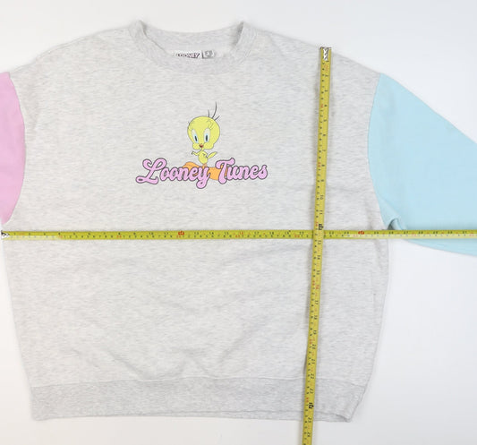 Womens UK Size L Looney Tunes Multicoloured Pullover Sweatshirt