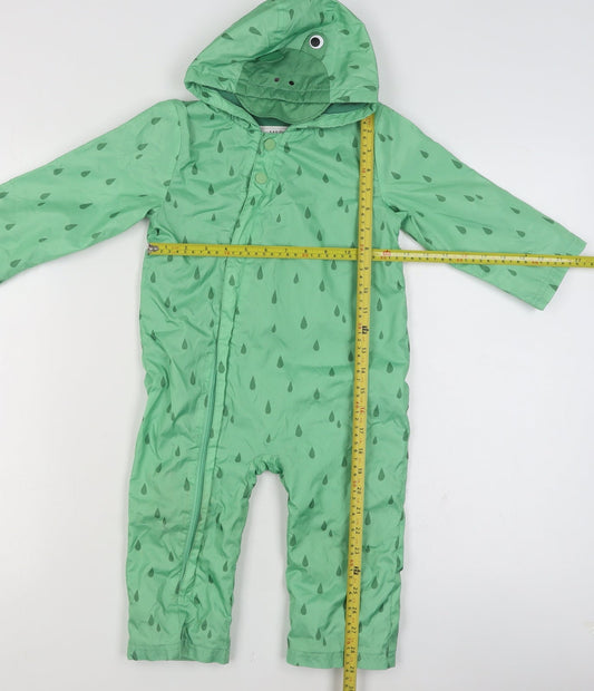 Marks and Spencer Unisex Baby Green 18-24 Months Hooded Rain Snowsuit