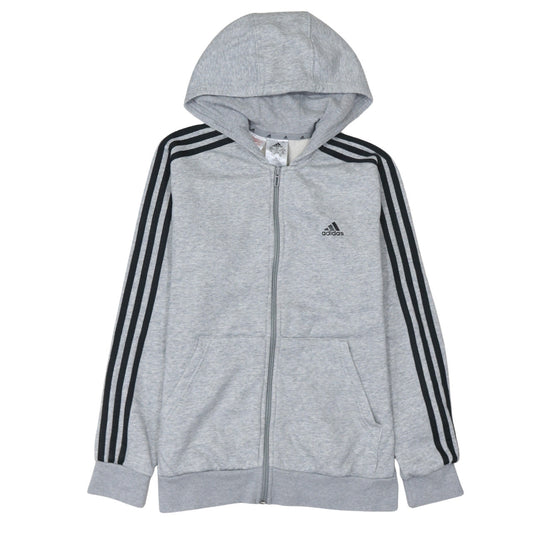 Additional front view of Adidas boys’ grey full zip hoodie 13-14 years fleece sportswear