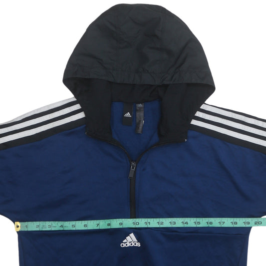 Mens UK Size M adidas Blue 1/2 Zip Hoodie