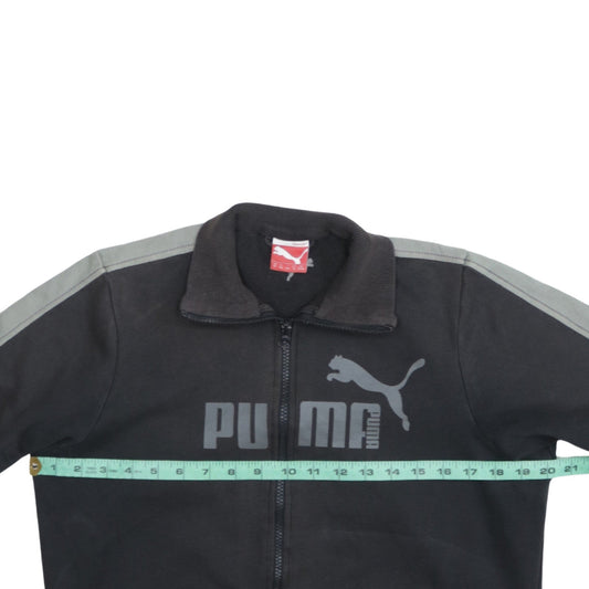 Puma Boys Black Track Jacket Size 14 Years Full Zip Fleece Activewear